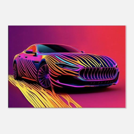 Maserati MC20 Canvas Art: Neon Abstract Car Enthusiast Decor - Etsy