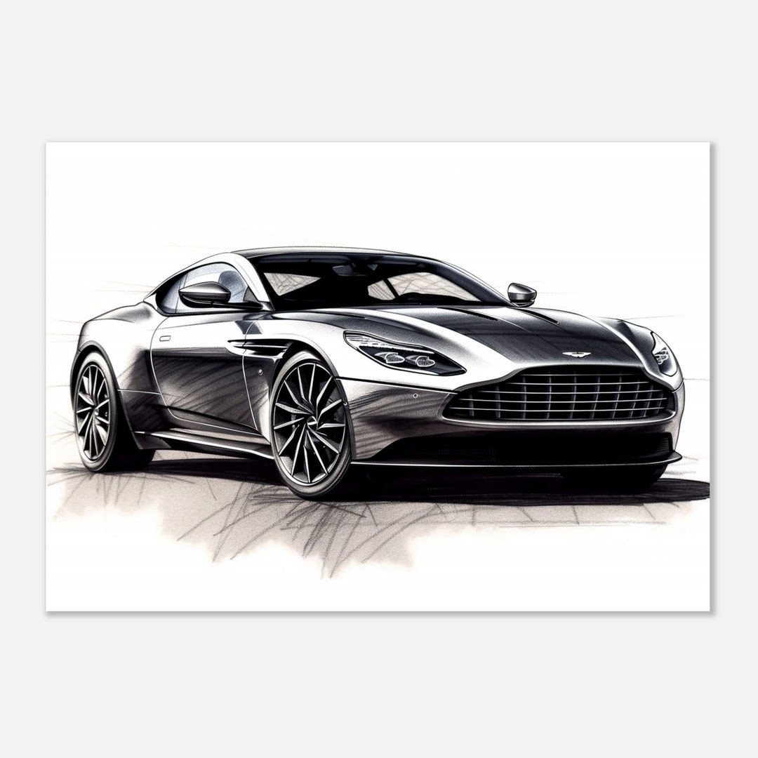 Aston Martin DB11 Sketch Art Print: Automotive Enthusiast Poster