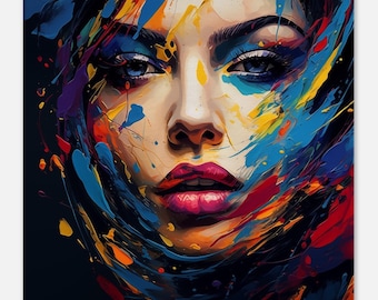 Leinwanddruck Frau Gesicht: Bunte Abstrakte Portraitkunst