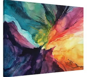 Großes Bild, abstrakte Kunst auf Leinwand: buntes Gemälde, modernes Wohndekor