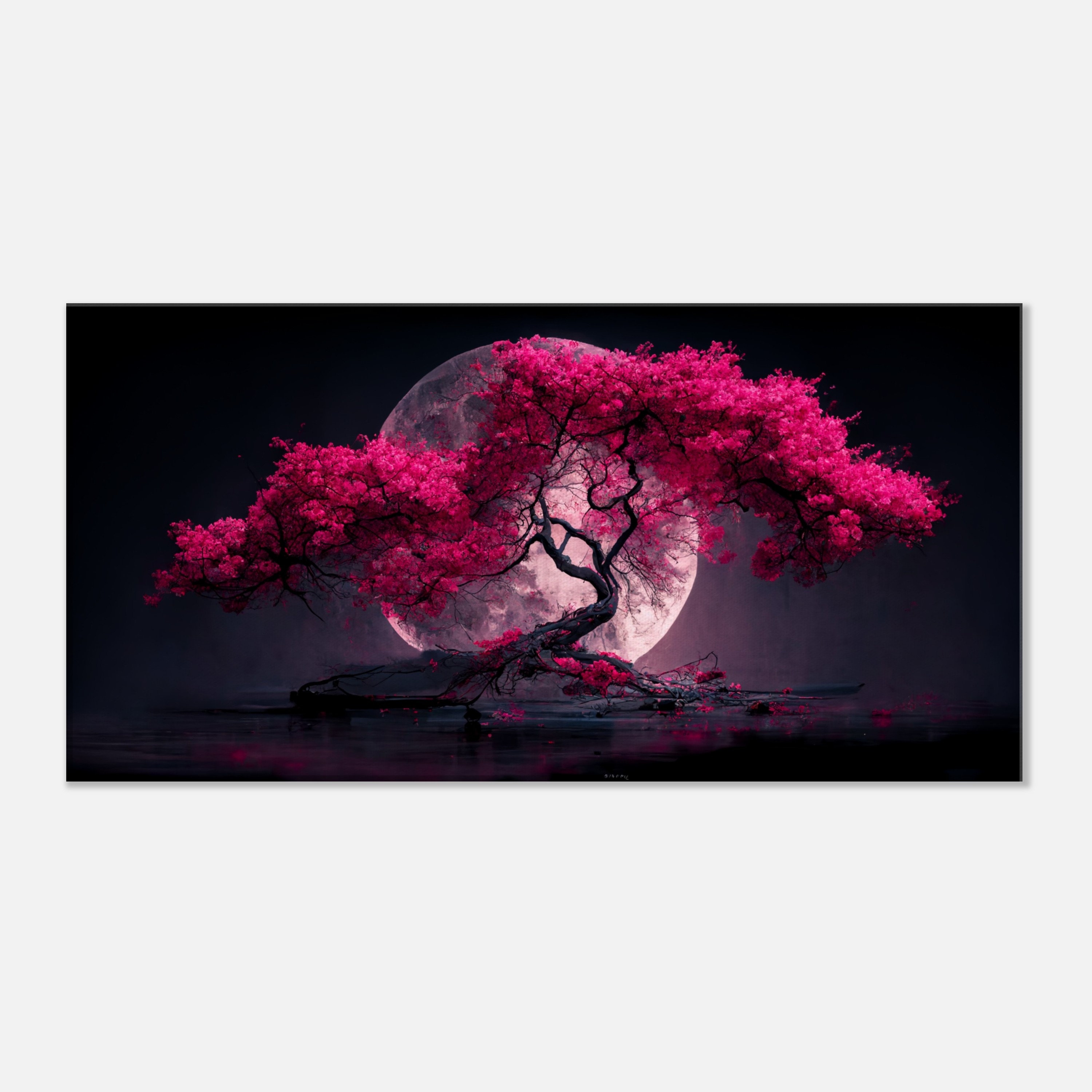 Buy Cherry Blossom Full Moon Canvas Art: Japanese Seranade Decor