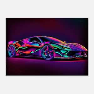 値下げ‼️激レア‼️LAMBORGHINI ランボルギーニ LED3Dネオン看板 ‼️ ネオンランボルギーニキャンバスプリント：抽象的なスポーツカー