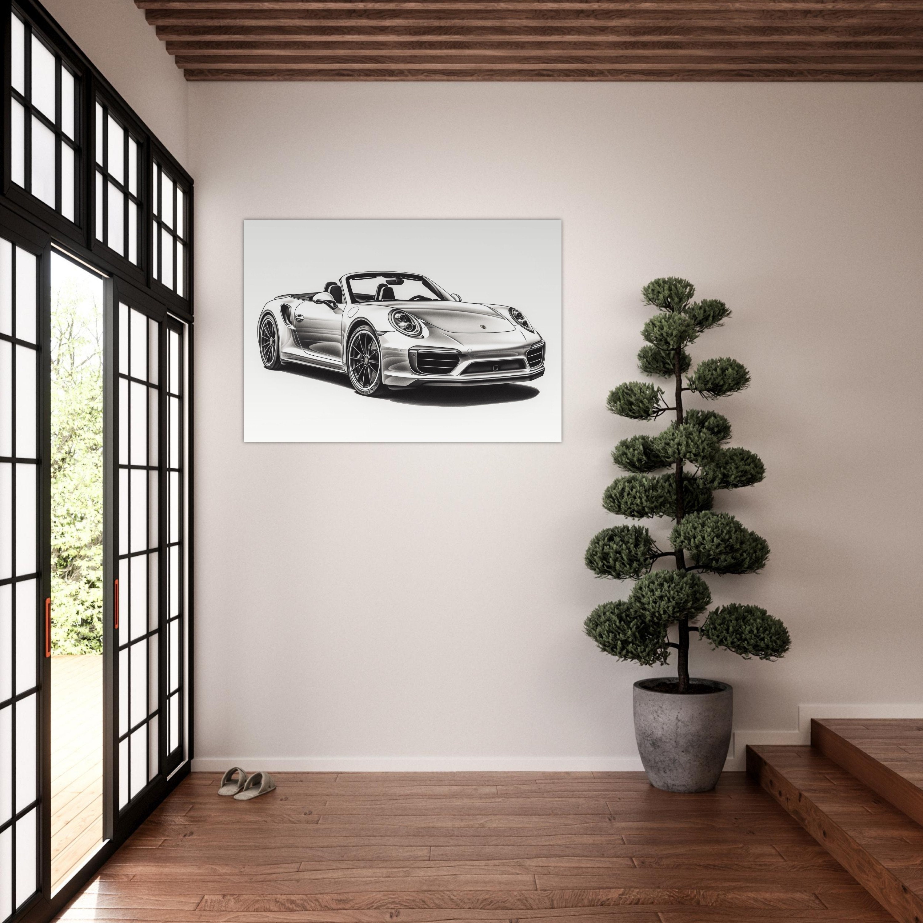 ポルシェ 911 ターボ S カブリオレ 鉛筆スケッチ アートプリント