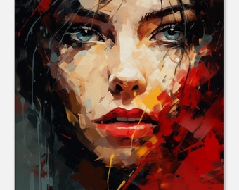 Abstrakte Frauen Gesicht Kunst Druck: Buntes bruchstückhaftes Porträt