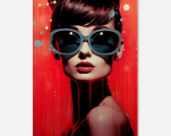 Audrey Hepburn Art Print: Rote flüssige Farbe, kultiger Glamour