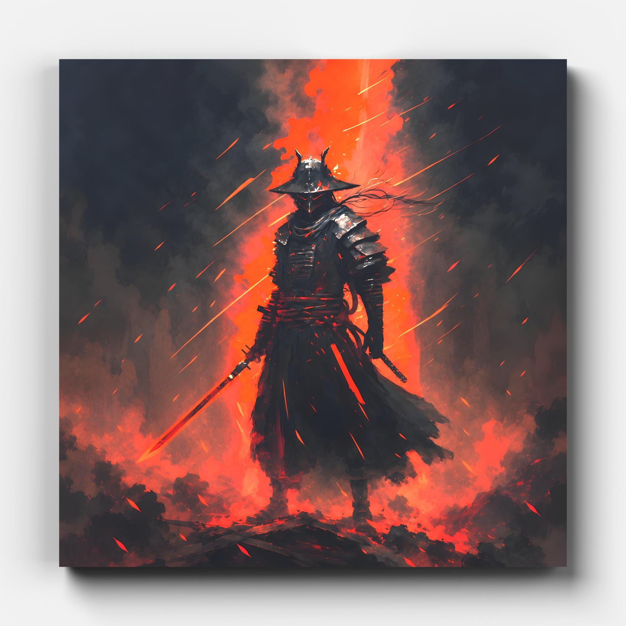 Futuristic Samurai Canvas Art: Sci-fi Lava Warrior Home Decor - Etsy