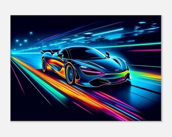 McLaren Neon Abstrakte Leinwand Kunst: Elektroauto Design