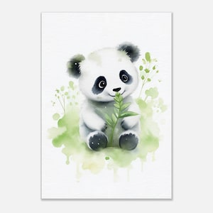 Adorable bebé panda acuarela arte minimalista sobre lienzo - Celebre la ternura de un precioso cachorro en la decoración de su hogar y comparta la alegría