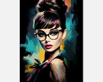 Audrey Hepburn Aquarellmalerei: Klassisches Hollywood Portrait