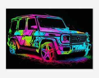 Mercedes G Wagon Canvas Art: Neon Abstract Car Print - Etsy