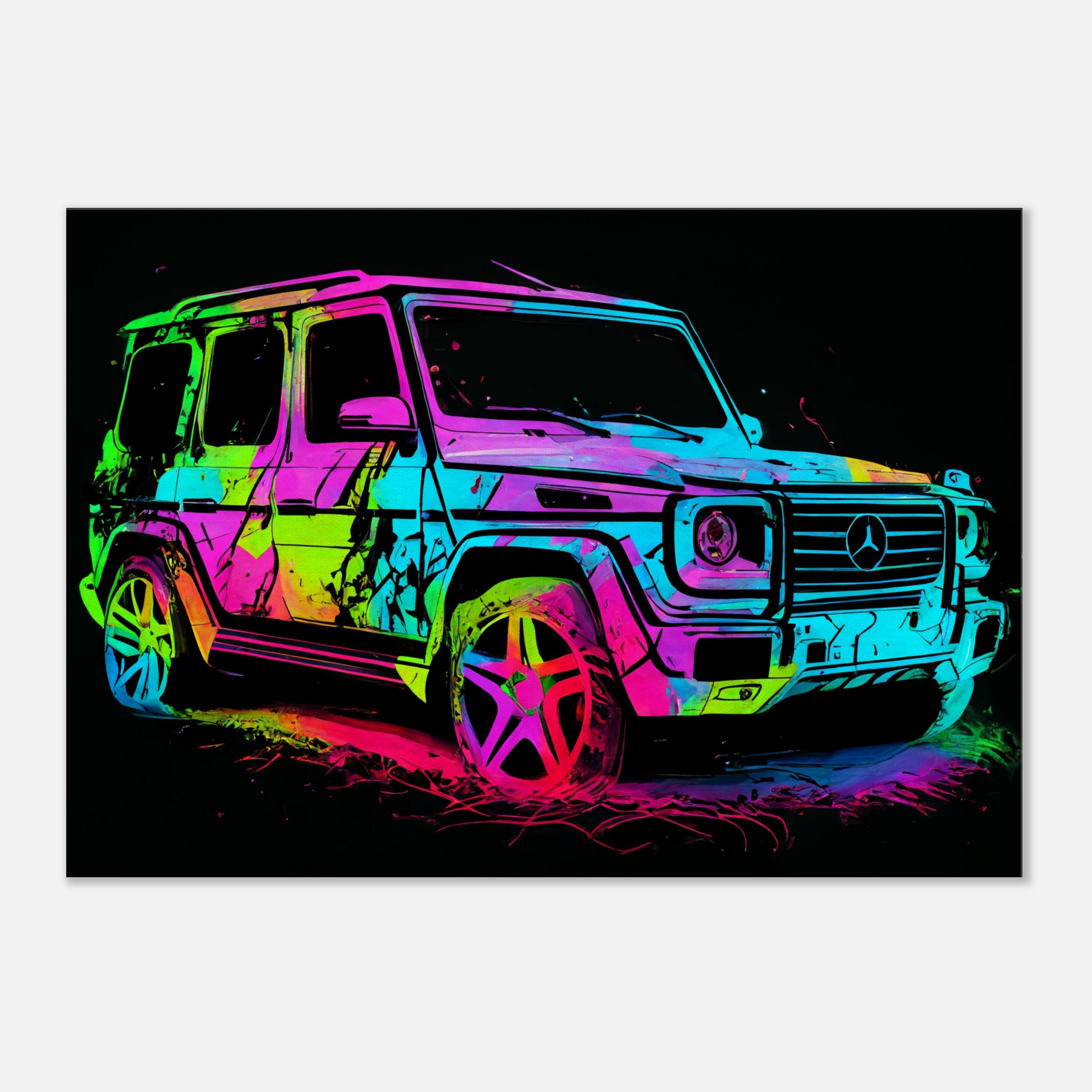 Mercedes G Wagon Canvas Art: Neon Abstract Car Print - Etsy