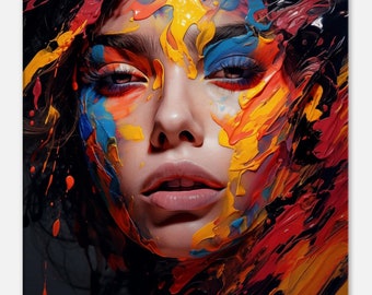 Farbenfrohes Frauen Gesicht Poster: Abstraktes Portrait