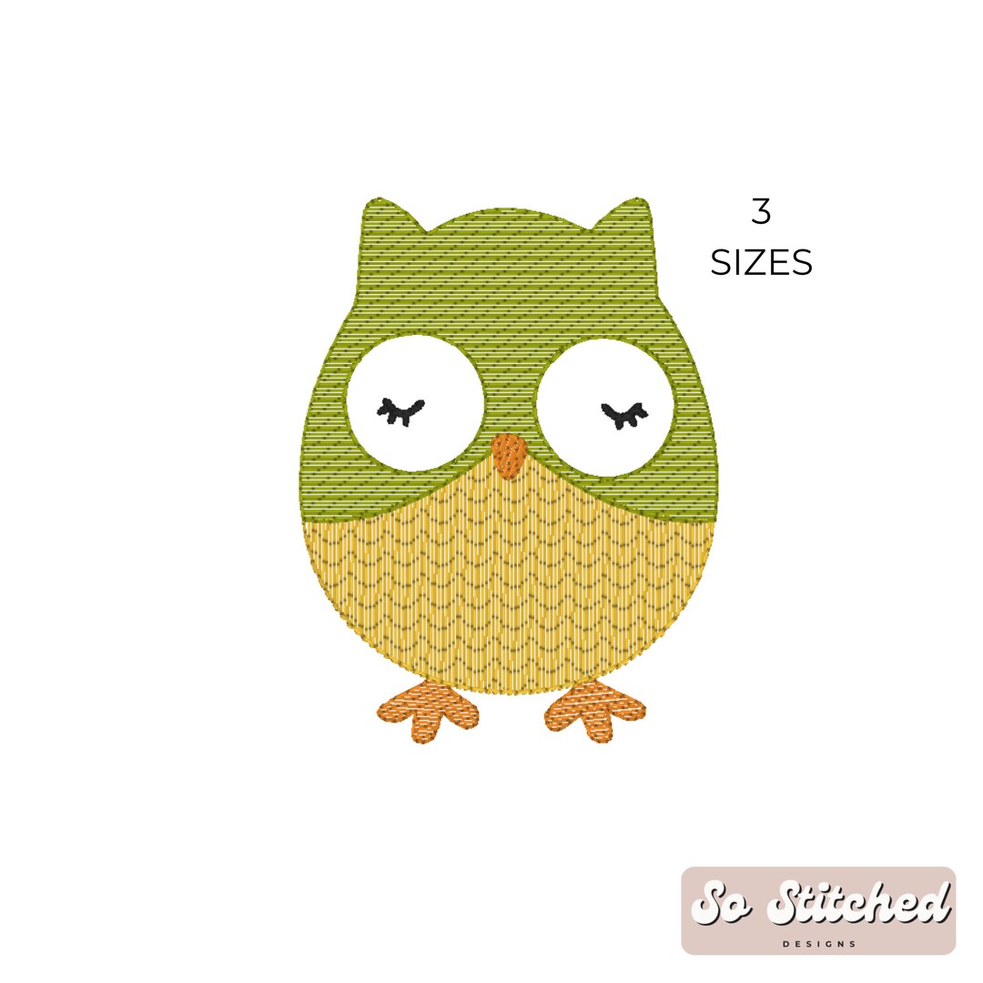 Sketch Owl Embroidery Design Owl Machine Embroidery File Etsy