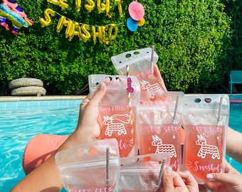 Booze Bags, Bachelorette Party Drink Pouches, Personalized Adult Beverage Pouch, Beach Drinking Glasses, Pool Party Favors, Girls Trip