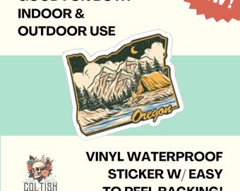 Vintage Oregon Camping Sticker: Retro Pacific Northwest Vinyl Decal