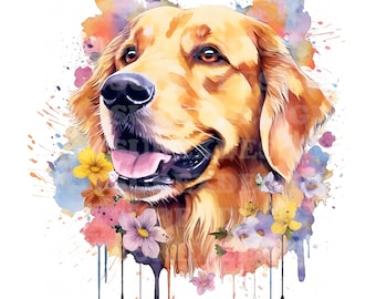 Golden Retriever 5 | Watercolor Portrait | Dog | PNG JPG | Digital Download | Clip Art | Card Making | Mixed Media | Digital Paper Craft