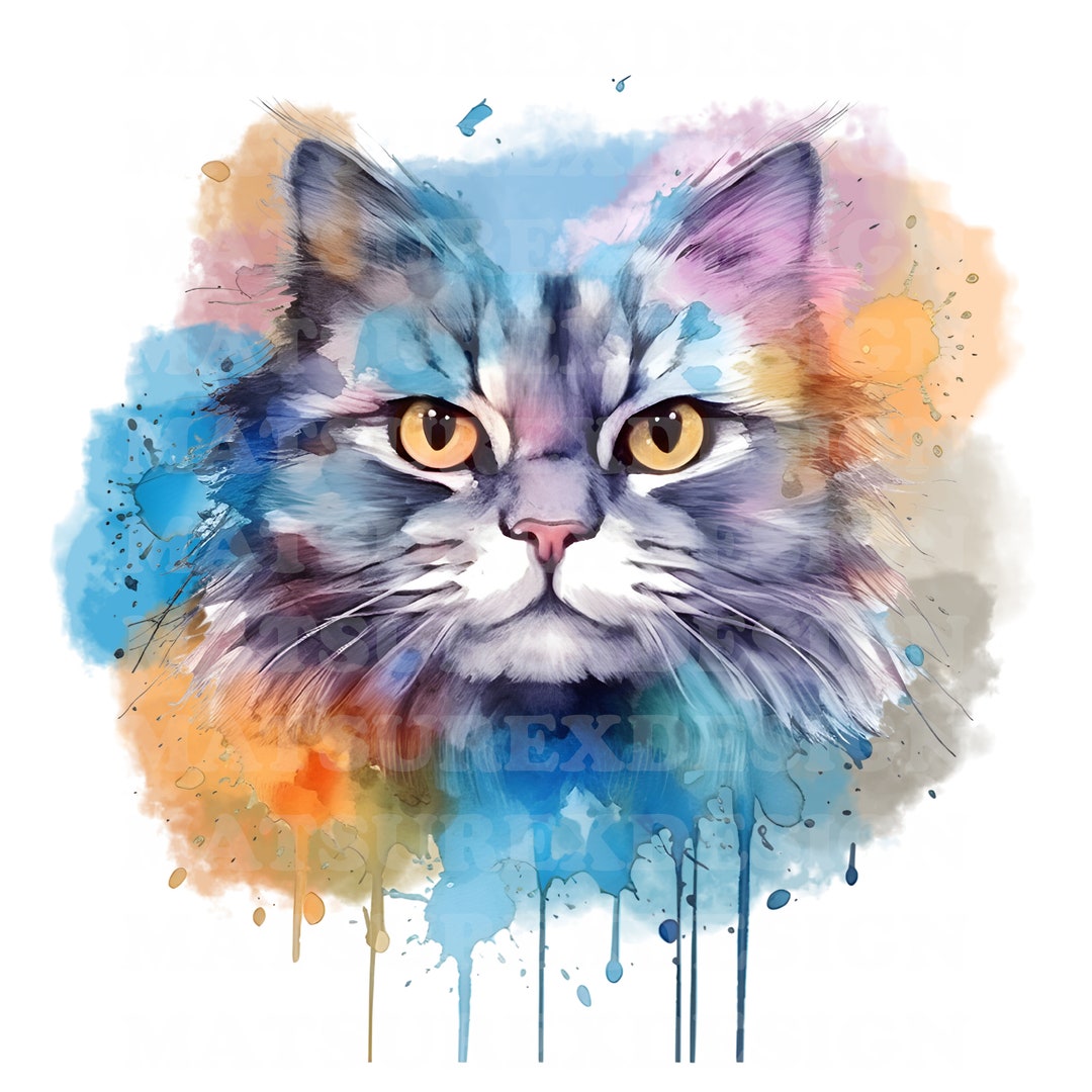 Persian Cat 4 | Beautiful Watercolor Portrait | PNG JPG | Digital ...