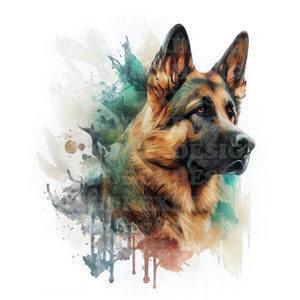 German Shepherd 1 | Beautiful Watercolor Portrait | Dog | PNG JPG | Digital Download | Clip Art | Card Making | Mixed Media | Paper Craft