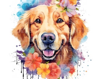 Golden Retriever 11 | Watercolor Portrait | Dog | PNG JPG | Digital Download | Clip Art | Card Making | Mixed Media | Digital Paper Craft