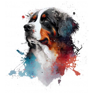 Berner Sennenhund 4 | Aquarell Portrait | Hund | PNG JPG | Digitaler Download | Clip-Kunst Kartengestaltung | Mischtechnik | Papierkunst
