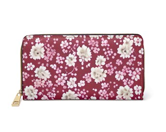 Red wallet floral print vintage floral wallet custom pattern gift for friend birthday gift nature lover