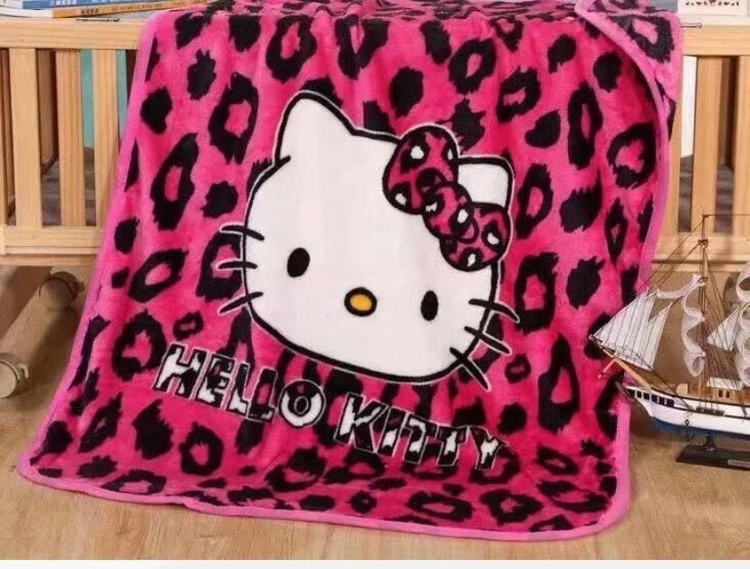 Hello Kitty Leopard Print Super Plush Extra Soft Micro-fleece - Etsy