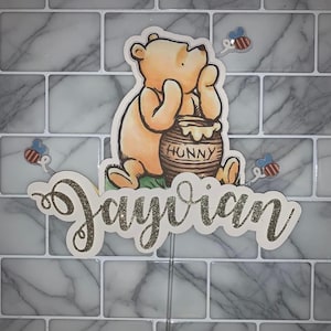 Personalized Vintage  Winnie the Pooh Cake Topper