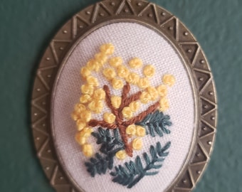 Hand Embroidered Yellow Floral Necklace