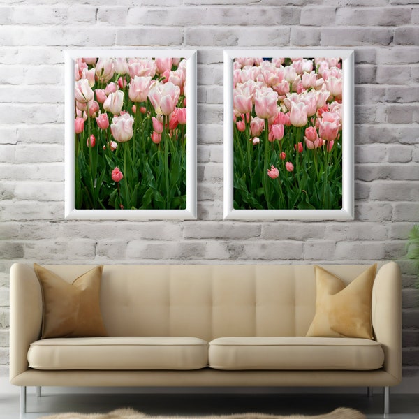 Tulip Wall Art Set of Two Photography Digital Printable Pink Floral Notecard Design for Mother Day Blush Pink Poster Botanical Wall Art