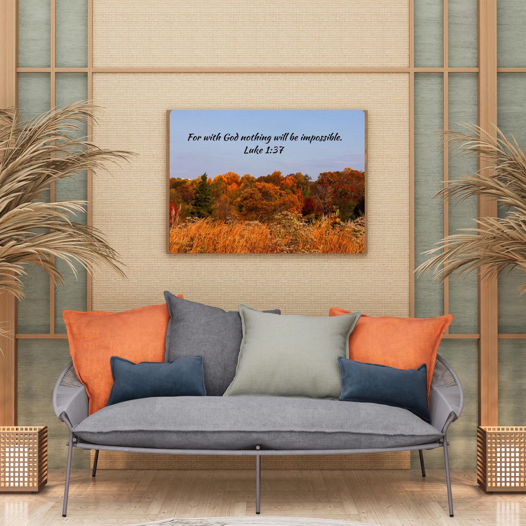Bible Verse Print Luke 1:37 Scripture Autumn Wall Art Printable ...