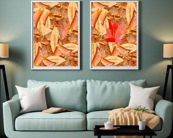 Autumn Leaves Wall Art Print Set: Neutral Fall Home Decor (digital ...