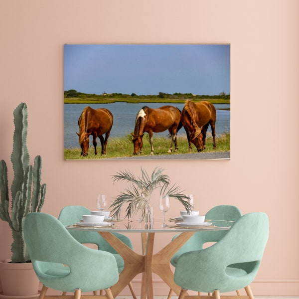 Horse Wall Art Print Wild Horses Photography Landscape Gift for Dad Assateague Island Nature Lover Gift Wildlife Poster Summer Decor