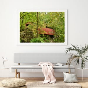 Oude overdekte houten brug Wall Art Print Philadelphia Pennsylvania landmark digitale download brug landschap Thomas Mill overdekte brug
