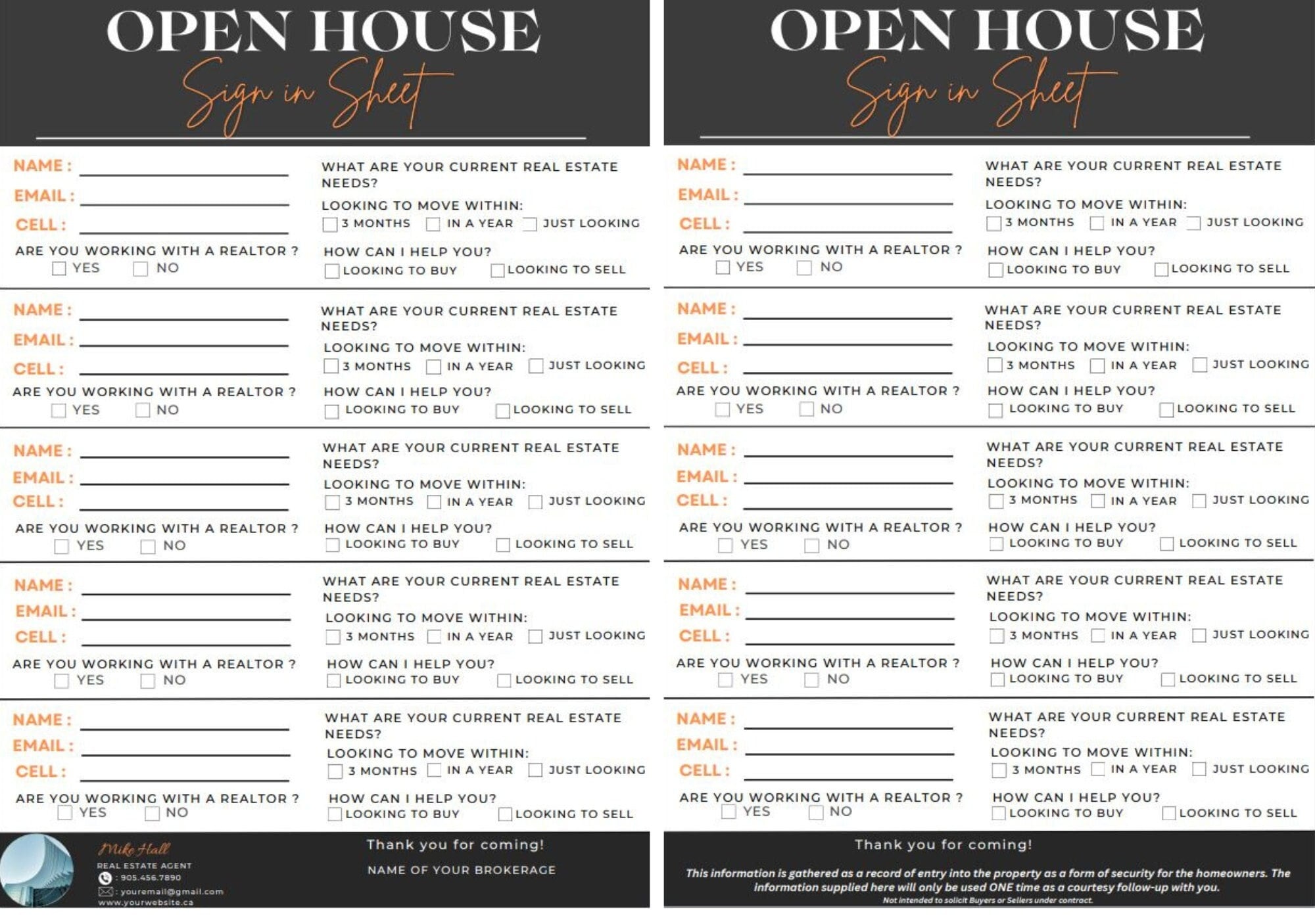 Open House Sign in Sheet, Forms, Welcome Signs | Real Estate Marketing ...