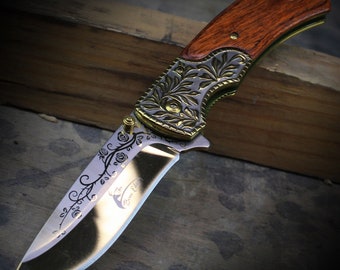 Ornate WOOD Pocket Knife Blade