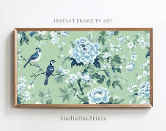 Chinoiserie Frame TV Art, Chinoiserie Wall Art, Peonies Frame TV Art, Spring Frame TV Art, Chinoiserie Floral Frame Tv Art, Art for Frame Tv