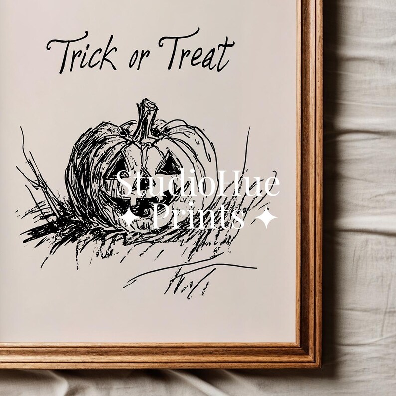 Halloween Jack O Lantern Sketch Print, Halloween Printable Wall Art ...