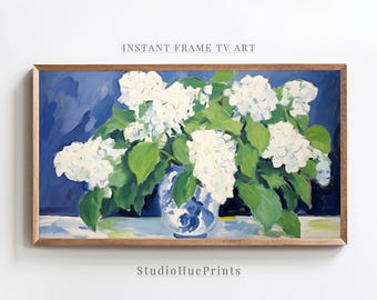 Hydrangea Frame TV Art, Floral Frame TV Art, Hydrangea Painting, White Hydrangeas Art, Spring Frame TV Art, Summer Frame Tv Art, 4k Frame Tv