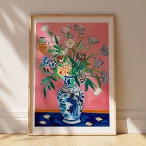 Vase of Flowers Printable Wall Art, Flowers Wall Art, Vintage Wall Art, Botanical Wall Art, Colorful Floral Prints, Digital Download