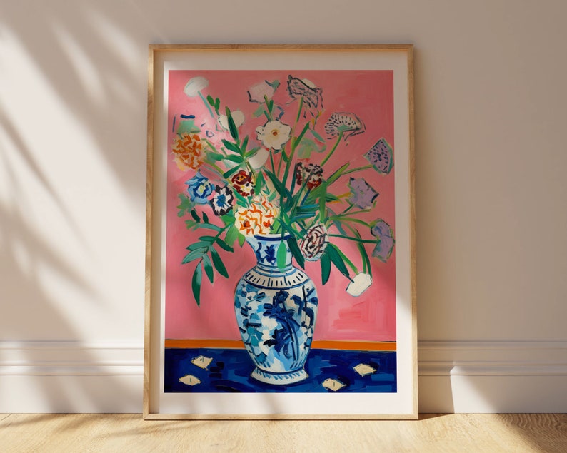 Vase of Flowers Printable Wall Art, Flowers Wall Art, Vintage Wall Art, Botanical Wall Art, Colorful Floral Prints, Digital Download image 1