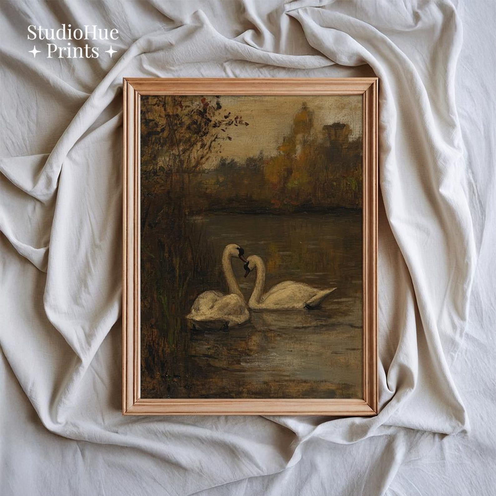 Vintage Swan Printable Wall Art | Swan Art Print | Antique Swan Oil ...