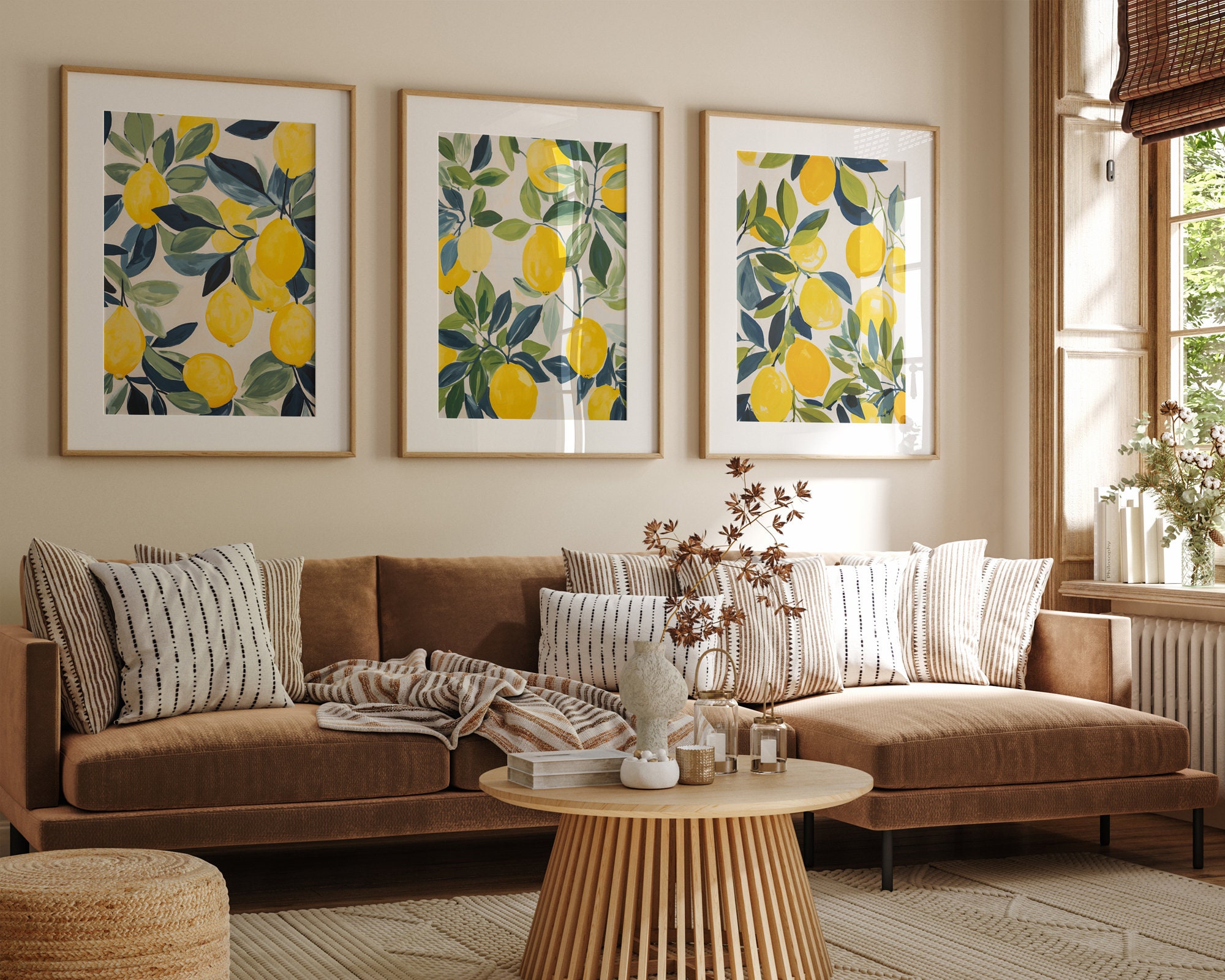 Lemons Printable Wall Art, Set of 3, Lemons Print, Botanical Wall Art ...