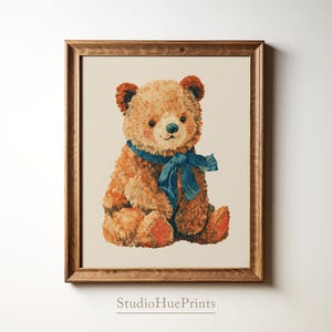 Vintage Teddy Bear Nursery Printable Wall Art, Baby Room Decor, Baby Boy Nursery Decor, Bear Nursery Decor, Cute Nursery Print, Baby Gift
