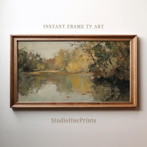 Fall Frame TV Art | Autumn Frame TV Art | Vintage Landscape Painting | Thanksgiving TV Art | Country Landscape Tv Art | Sage Green Wall Art