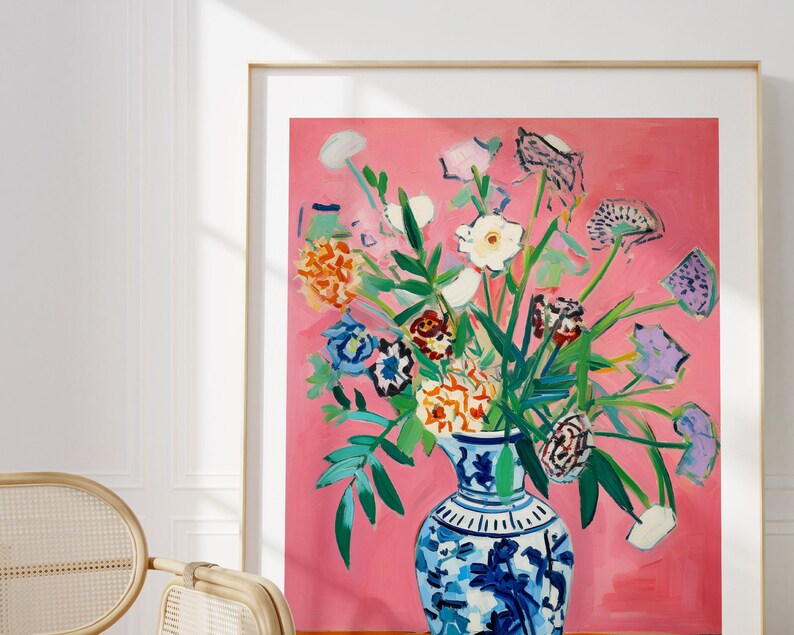 Vase of Flowers Printable Wall Art, Flowers Wall Art, Vintage Wall Art, Botanical Wall Art, Colorful Floral Prints, Digital Download image 5