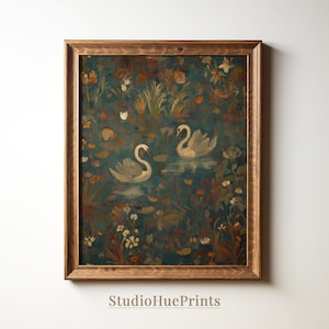 Swan Wallpaper Pattern Print, Printable Wall Art, White Swan Art, Romantic Wall Art, French Country Decor, Nursery Swan Print, Digital Print