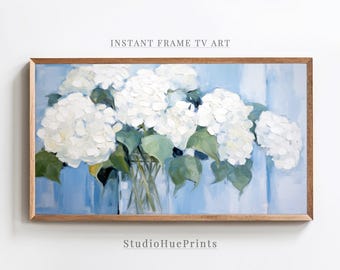 Hydrangea Frame TV Art, Floral Frame TV Art, Spring Frame TV Art, Hydrangea Painting, White Hydrangea Art, Summer Frame Tv Art, 4k Frame Tv