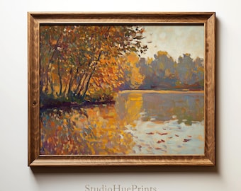 Vintage Fall Landscape Printable Wall Art, Autumn Wall Art, Vintage Landscape Painting, Fall Home Decor, Thanksgiving Decor, Rustic Painting