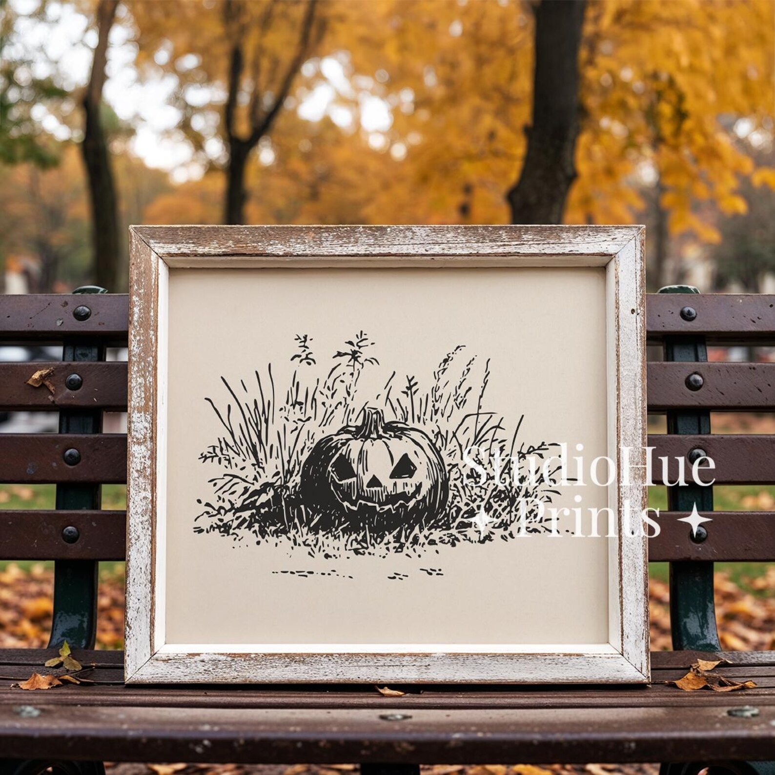 Vintage Jack O Lantern Sketch Print, Halloween Printable Wall Art ...
