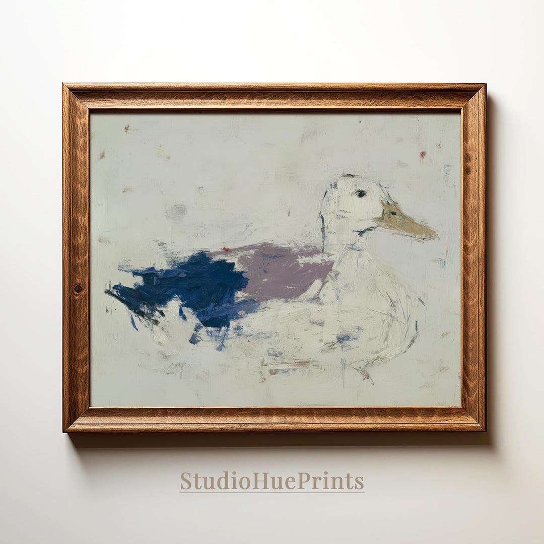 Vintage Abstract Duck Print, Printable Wall Art, Neutral Cottagecore ...